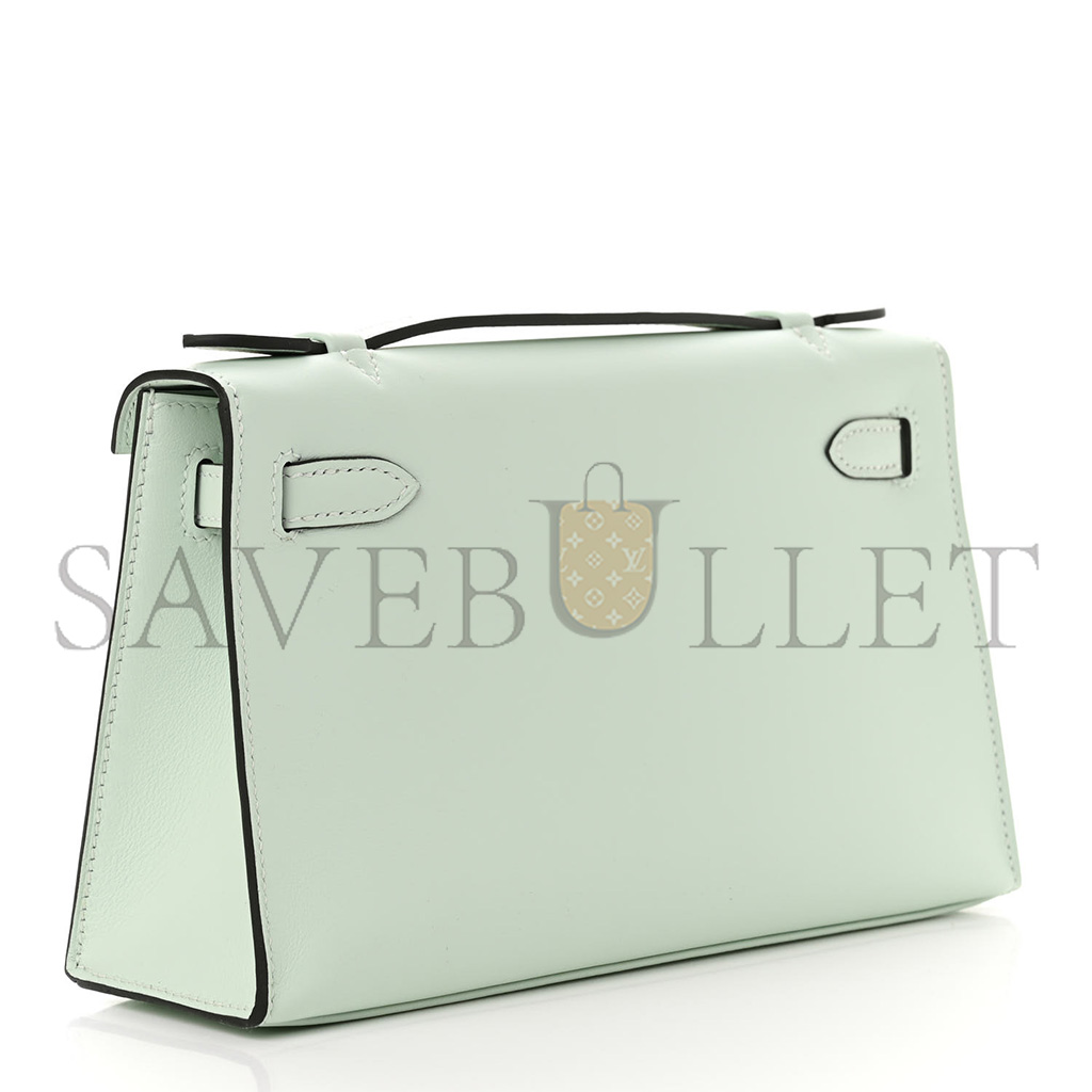 HERMES SWIFT KELLY POCHETTE CLUTCH VERT PEPPERMINT (22*14*7cm) 